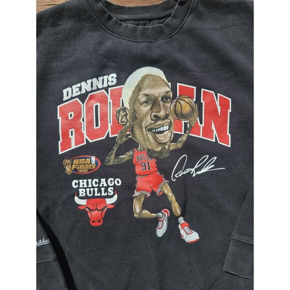 Mitchell & Ness Dennis Rodman Chicago Bulls Crewneck Sweatshirt Mens Size Medium - Picture 2 of 6